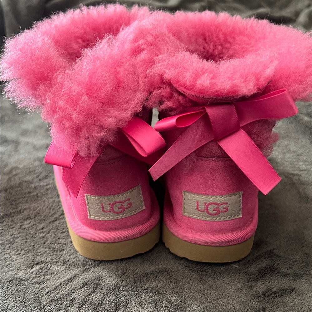 UGG Pink Fluffy Boots with Bows